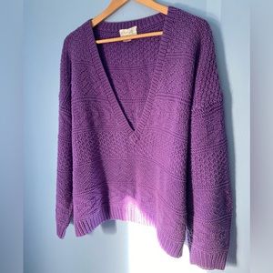 Vintage 90s sweater vneck Handmade in Ecuador 100% cotton oversized relaxed fit